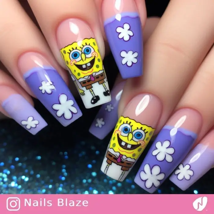 Spongebob Sky Flower Nails| Cartoon - NB760